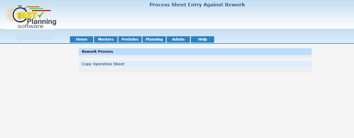 Process Sheet Entry Against Rework